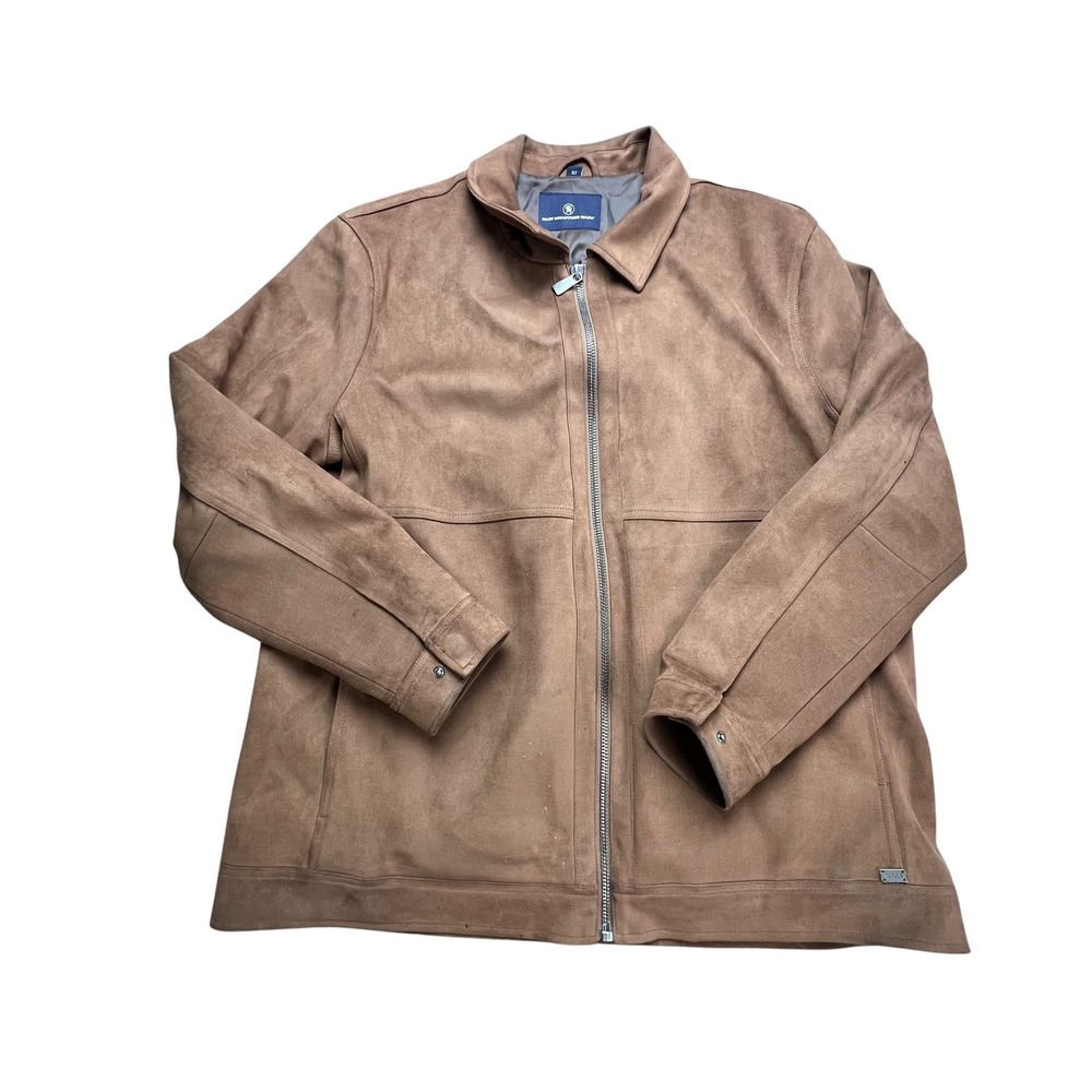 Hart Schaffner Marx Mens Faux Suede Full Zip Jacket Tan Brown XLT RN21510
